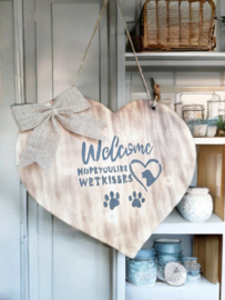Houten hart - welcome wet kisses - Tika's Handmade Collection
