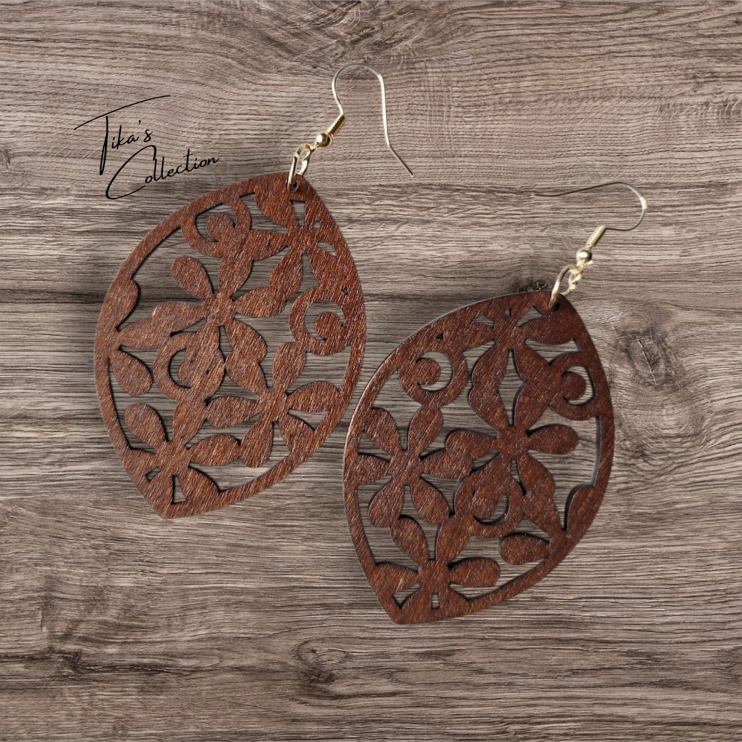 Houten oorbellen  ~ Tika's Collection