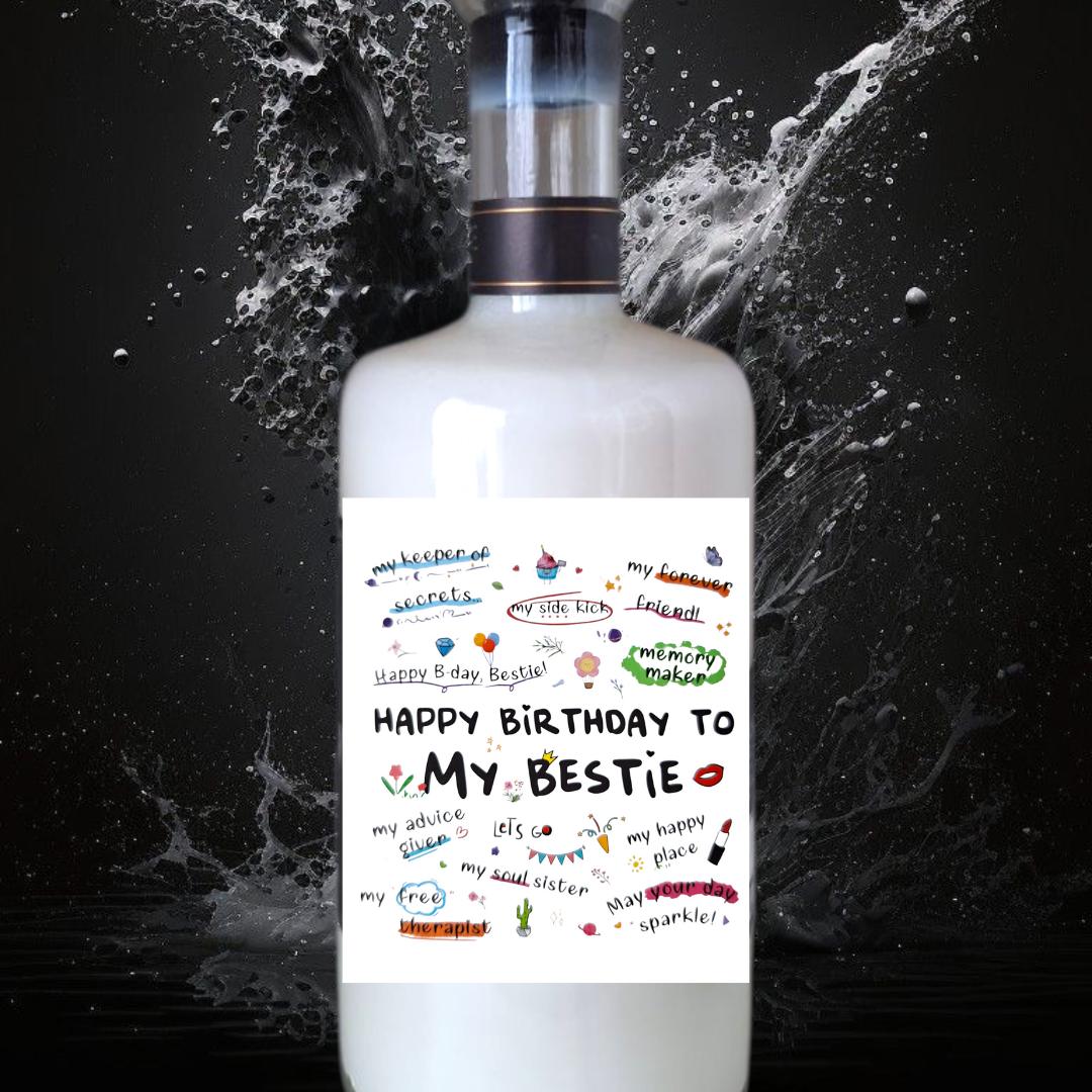 Creamy Likeur Anise met etiket Happy Birthday My Bestie