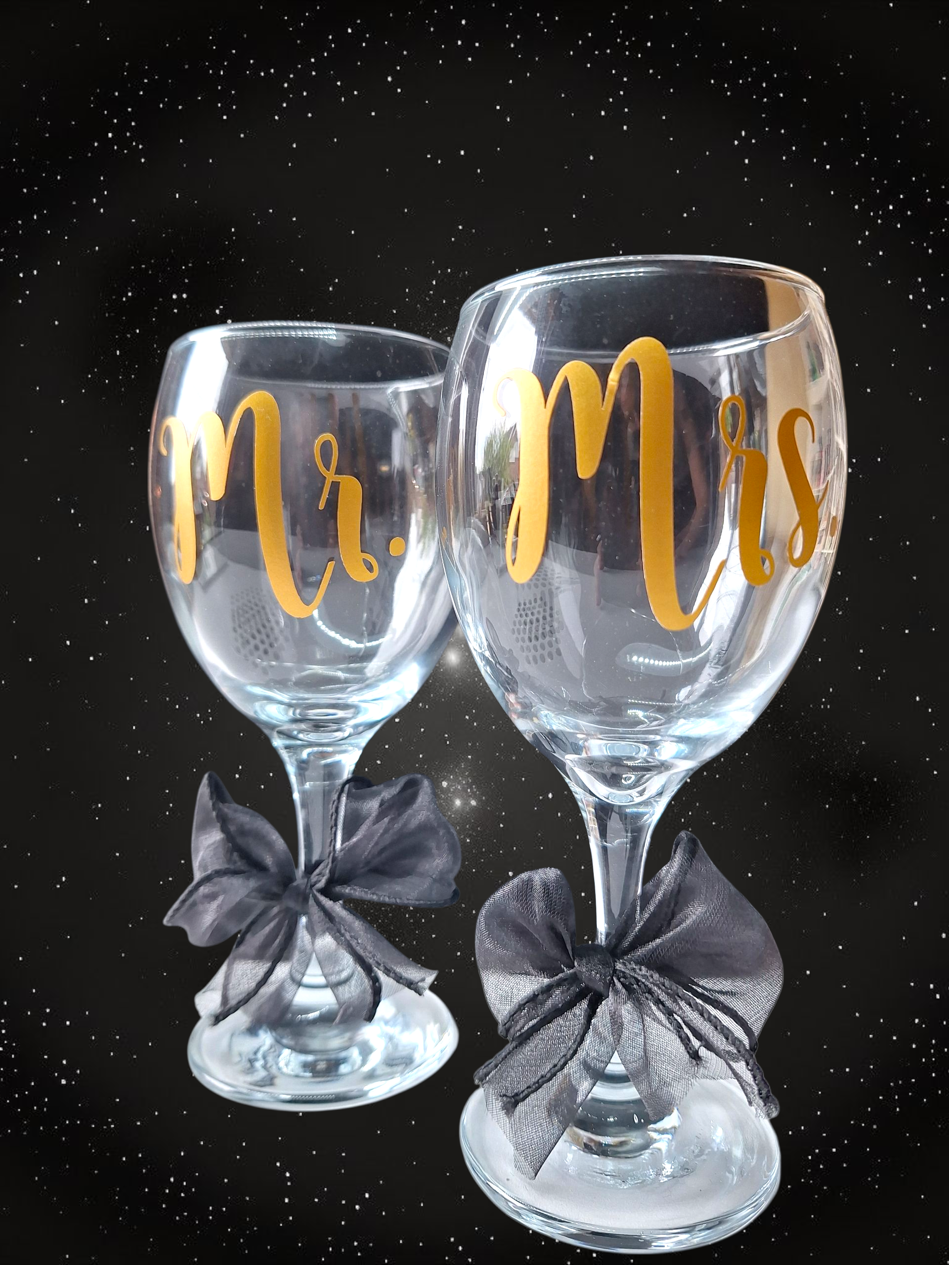 Set van 2 wijnglazen Mr & Mrs - goud