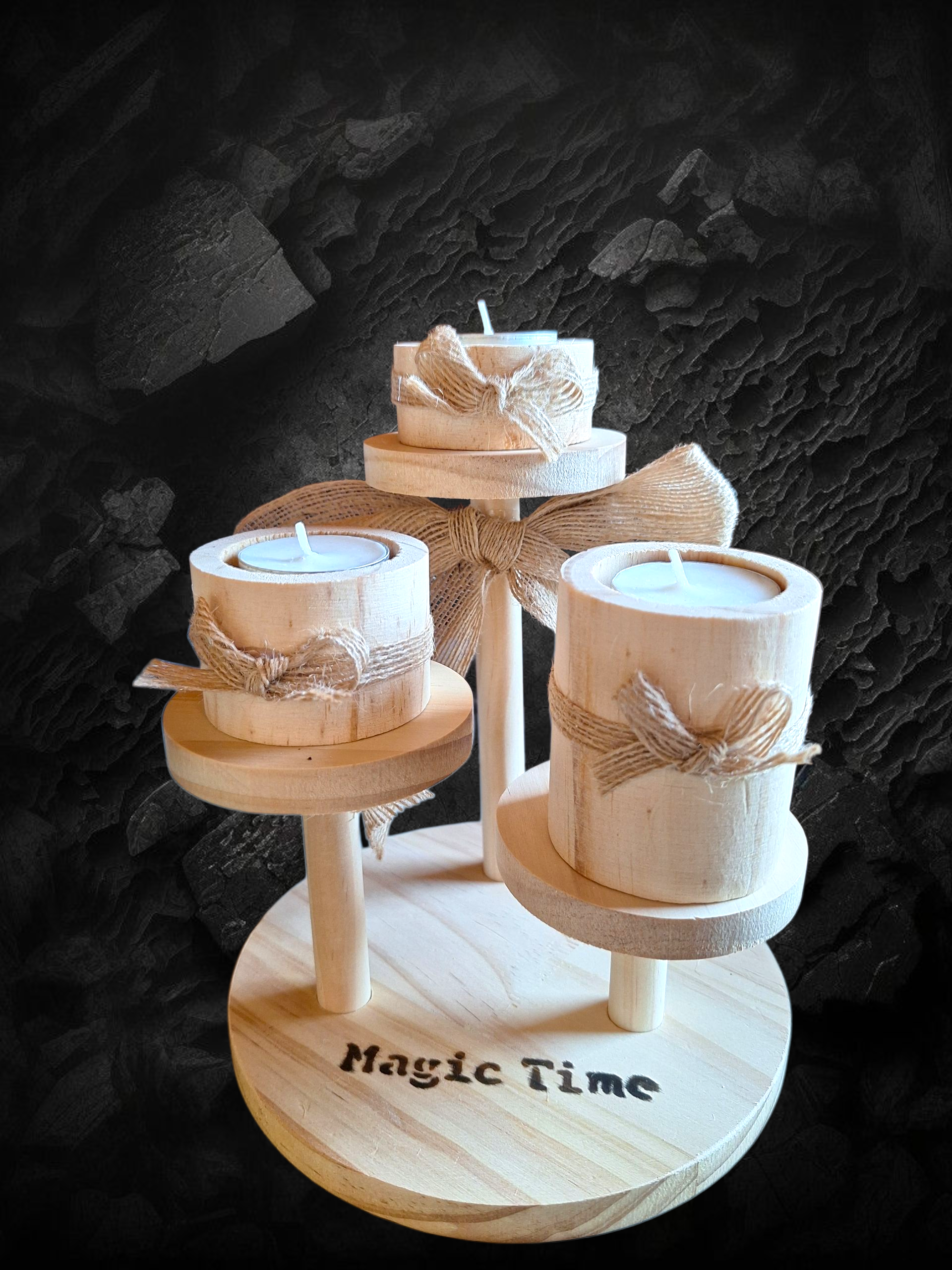 Houten kaarsenhouder - Magic Time - Tika's Handmade Collection