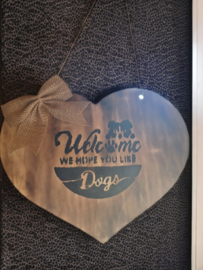 Houten hart - welcome dogs - Tika's Handmade Collection