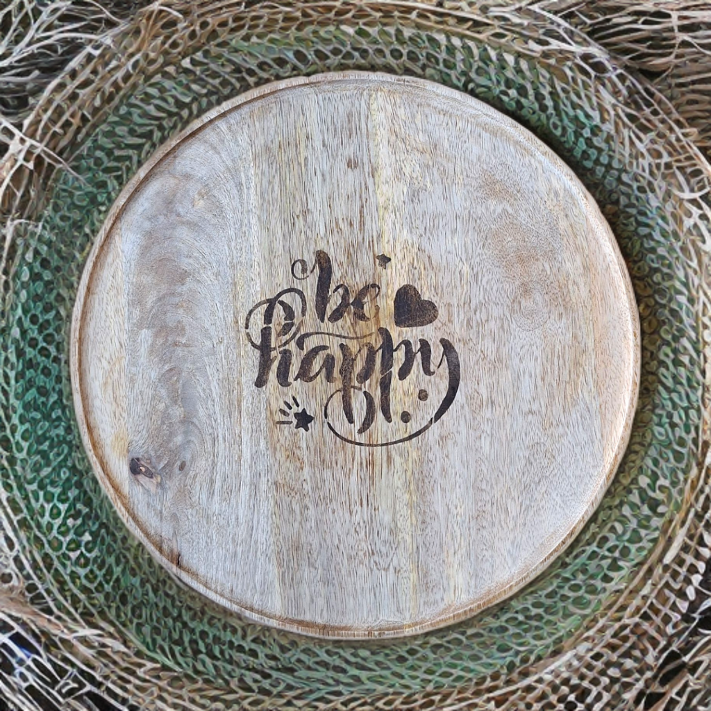 Houten serveerbord - Be Happy - Tika's Collection