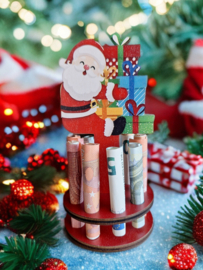 Geldwenskaart Kerstman in hout