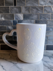 Koffiemok -  witte glitter poot
