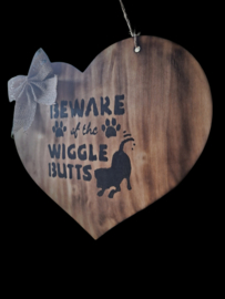 Houten hart - wiggle butts - Tika's Handmade Collection