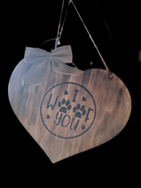 Houten hart - I woof you - Tika's Handmade Collection