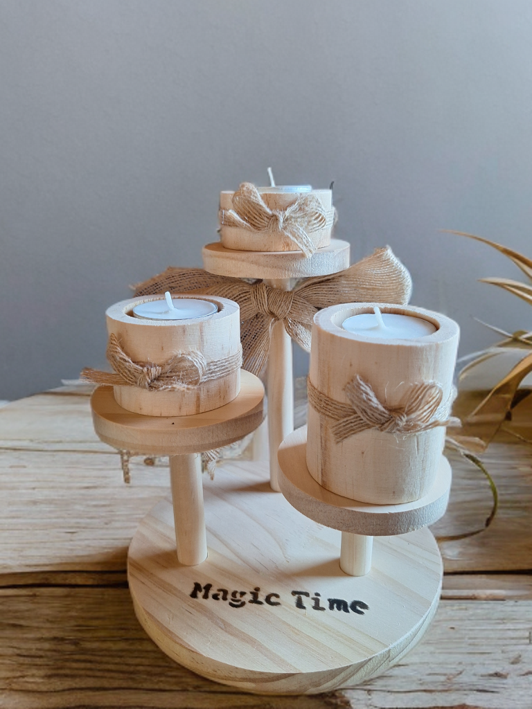 Houten kaarsenhouder - Magic Time - Tika's Handmade Collection