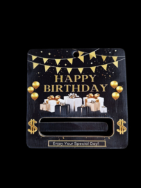 Geldwenskaart Happy Birthday in hout