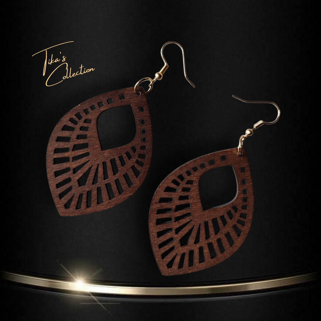 Houten oorbellen ~ Tika's Collection