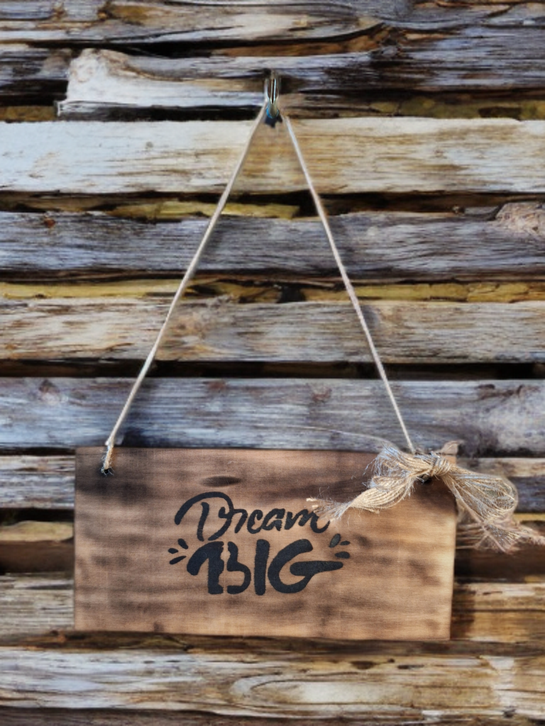 Decoratieplaatje in hout - Dream big