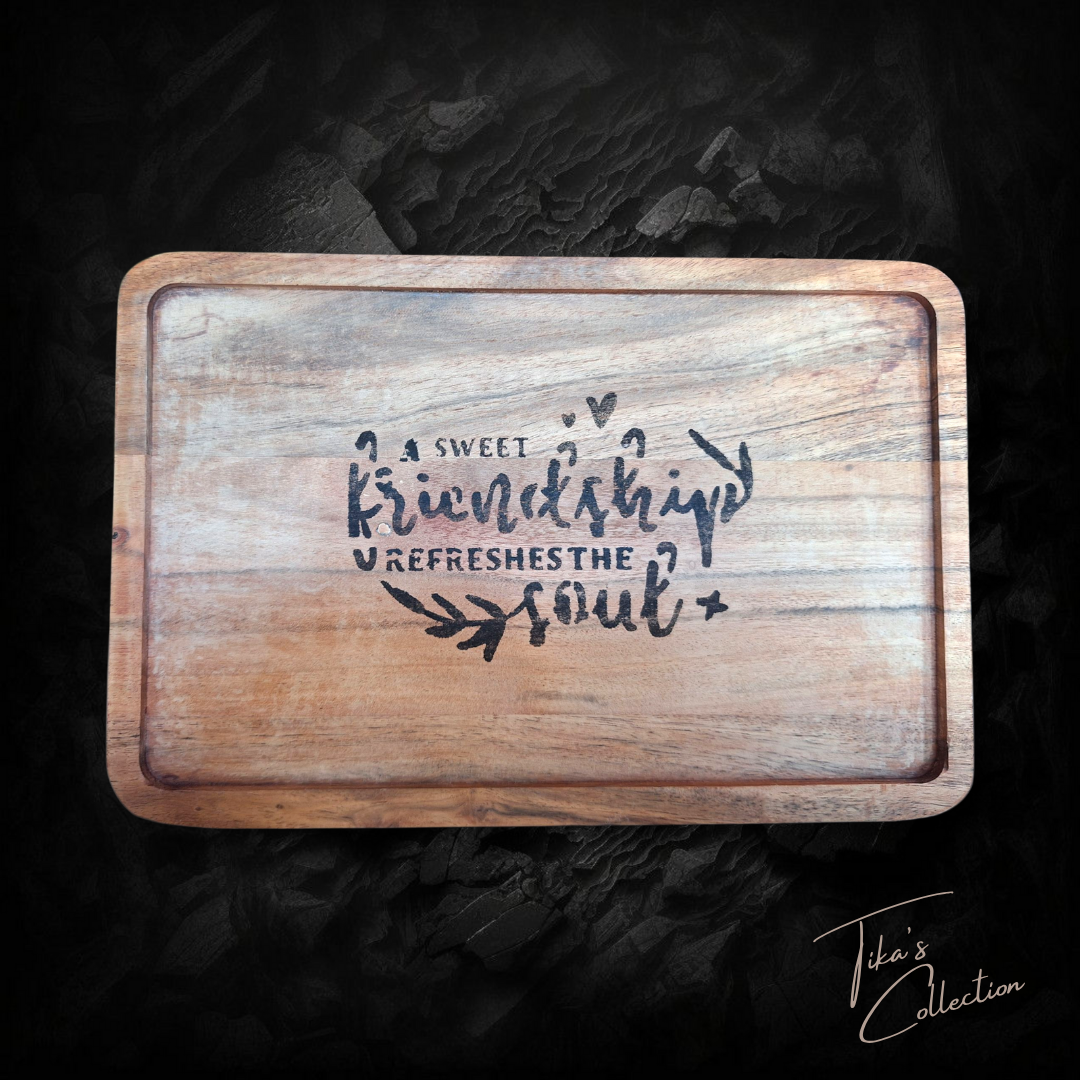 Houten serveerplank - A sweet friendship refreshes the soul - Tika's Collection