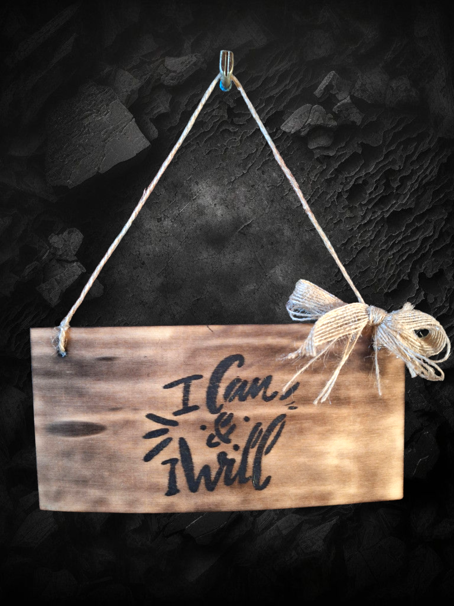 Decoratieplaatje in hout - I can & I will