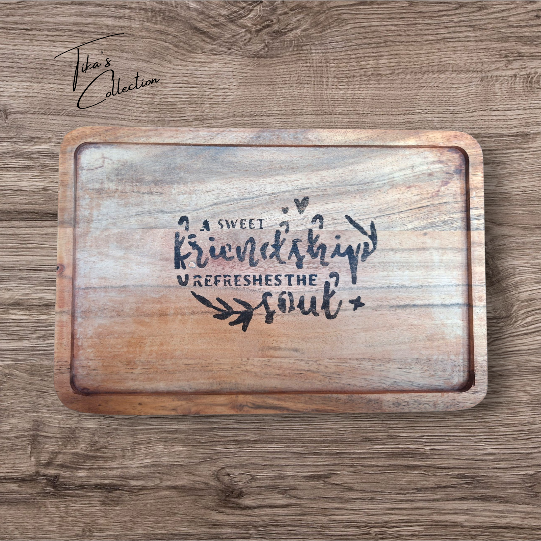 Houten serveerplank - A sweet friendship refreshes the soul - Tika's Collection