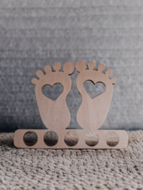 Geldwenskaart voetjes baby in hout