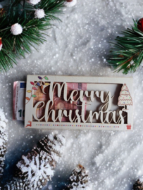Geldwenskaart Merry Christmas in hout