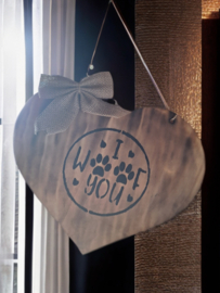 Houten hart - I woof you - Tika's Handmade Collection