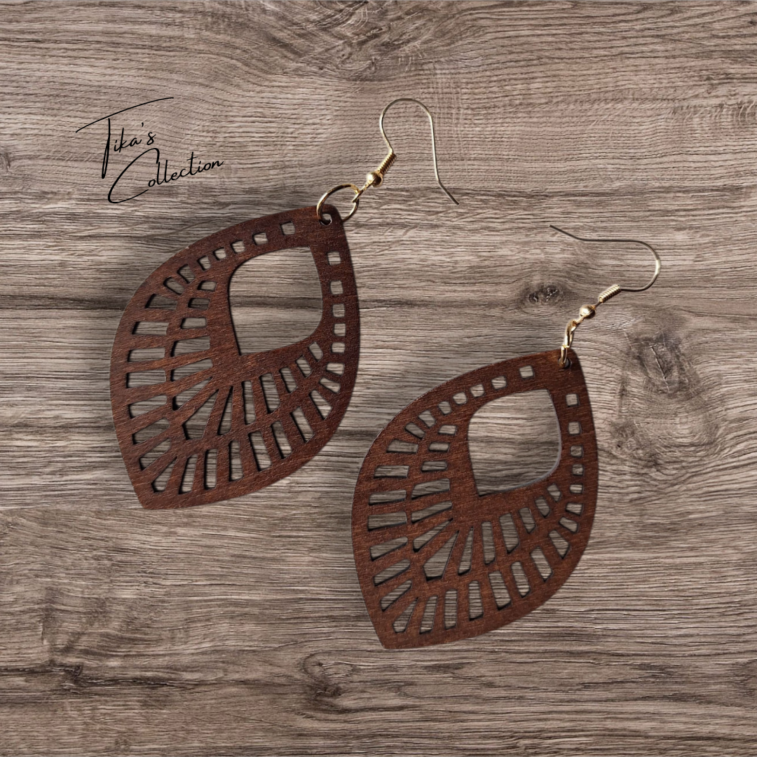 Houten oorbellen ~ Tika's Collection