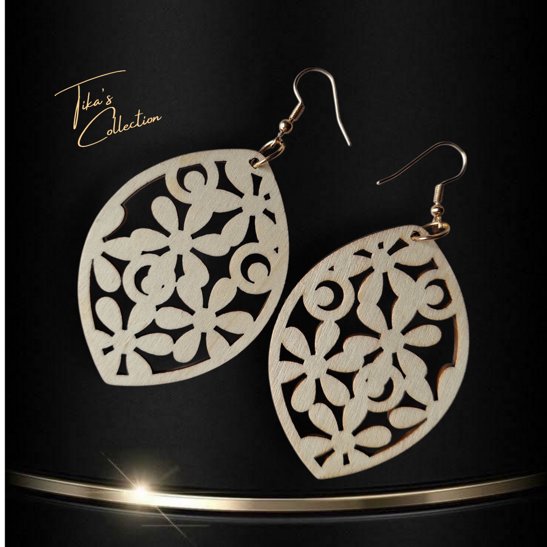 Houten oorbellen ~ Tika's Collection
