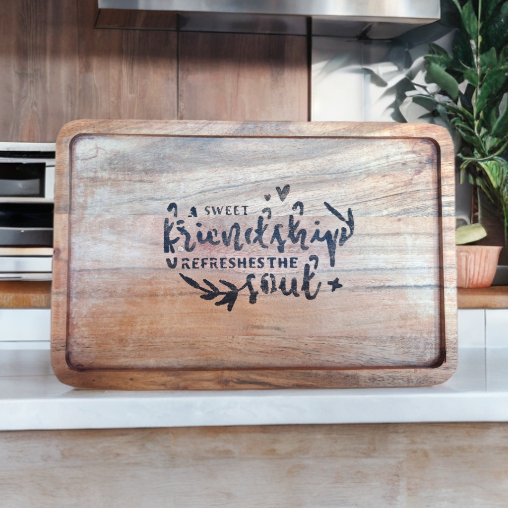Houten serveerplank - A sweet friendship refreshes the soul - Tika's Collection