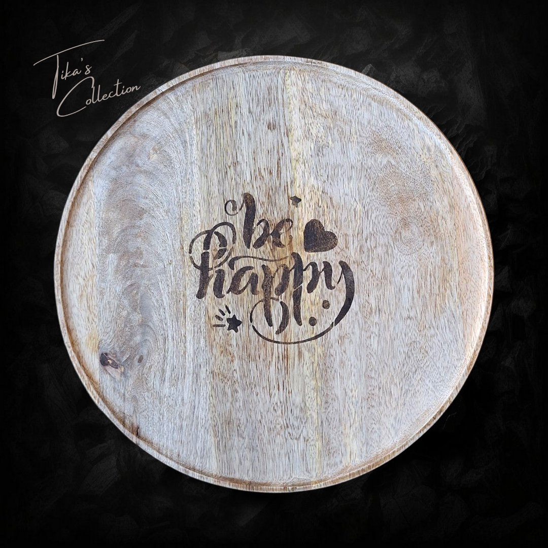 Houten serveerbord - Be Happy - Tika's Collection