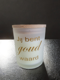 Kaars - jij bent goud waard - Handmade