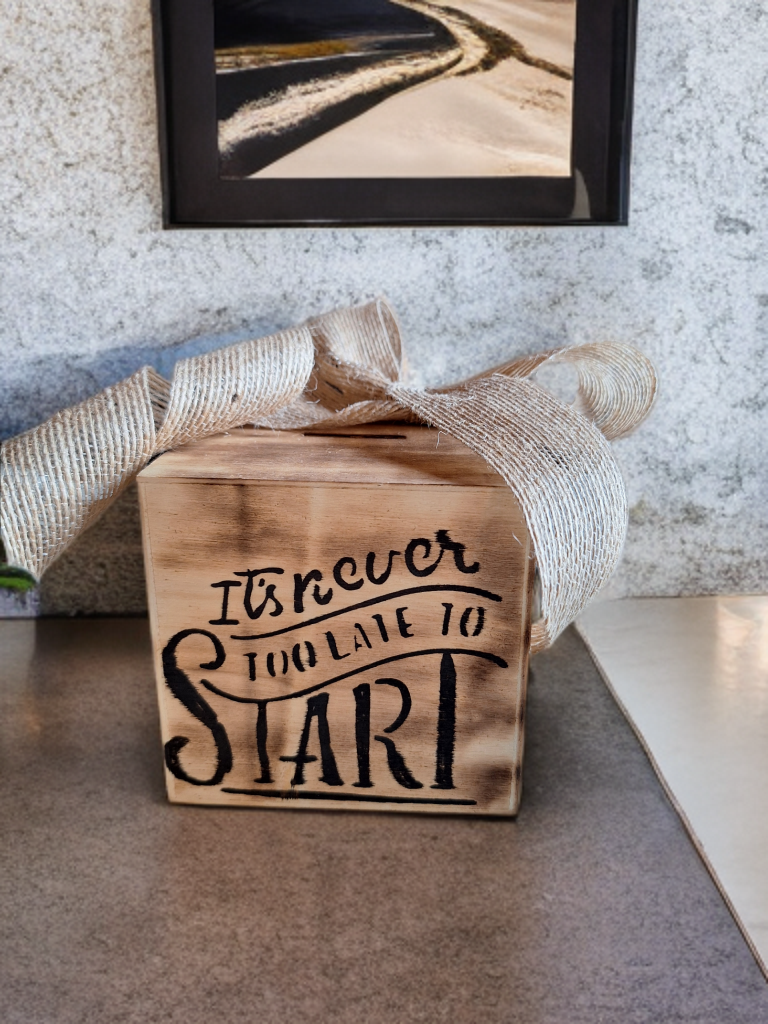 Spaarpot - It's never too late to start- Tika's Handmade Collection