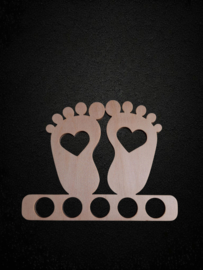 Geldwenskaart voetjes baby in hout