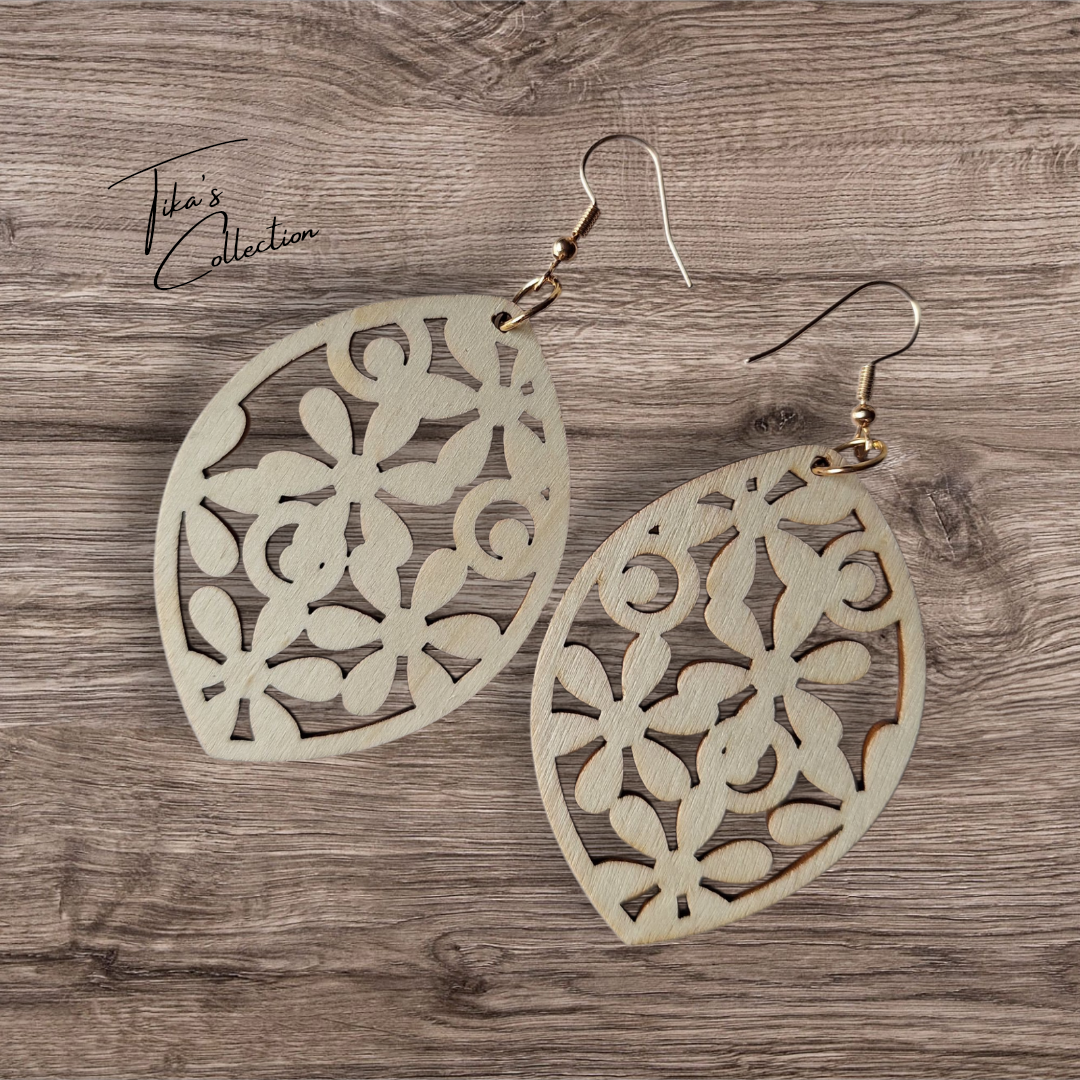 Houten oorbellen ~ Tika's Collection