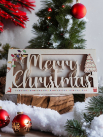 Geldwenskaart Merry Christmas in hout