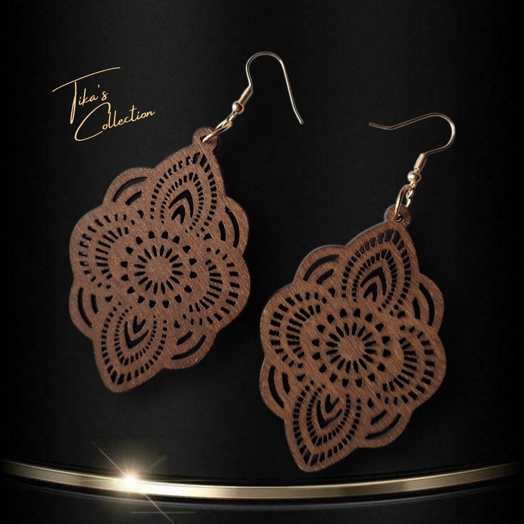 Houten oorbellen ~ Tika's Collection