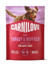 Carnilove Pouche kalkoen & buffel met rozenblaadjes 300gr