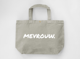 Zand MEVROUW. Canvas shopper (Dubbelzijdig)