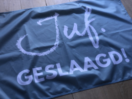 Blauw JUF. Geslaagd Vlag Krijt