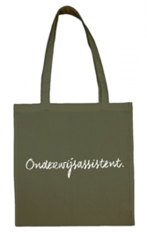 Military Green ONDERWIJSASSISTENT. katoenen tas Krijt