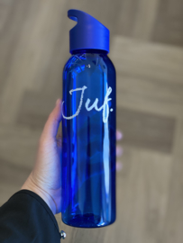 Blauw JUF. Waterfles Krijt