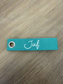 Turquoise JUF. Vilten Sleutelhanger Krijt
