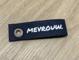 Donkerblauw MEVROUW. Vilten Sleutelhanger