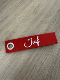 Rood JUF. Vilten Sleutelhanger Krijt