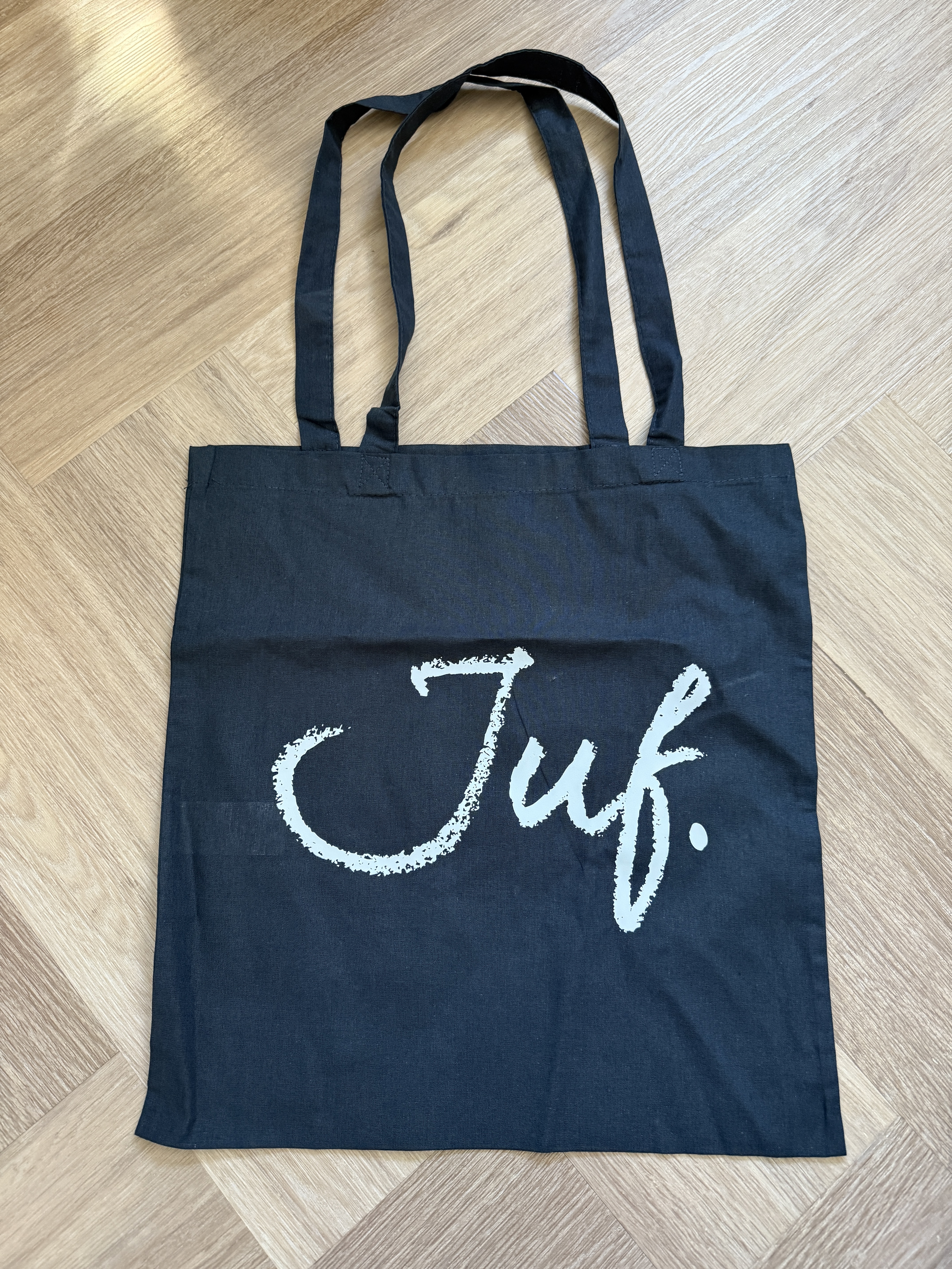 Tweedekansje: Zwart JUF. katoenen tas Krijt