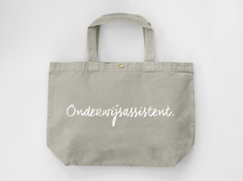 Zand ONDERWIJSASSISTENT. Canvas shopper Krijt (Dubbelzijdig)