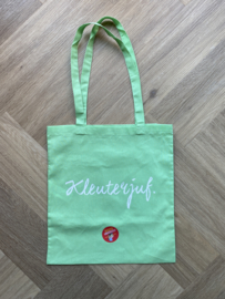 Mintgroen KLEUTERJUF. katoenen tas (Enkelzijdig)