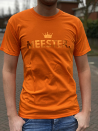 Oranje MEESTER. Shirt Klas met glanzend Oranje
