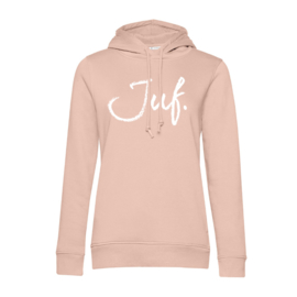 Pastel roze JUF. Hoodie krijt