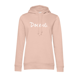 Pastel roze DOCENT. Dames Hoodie krijt