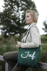 Flessengroen JUF. katoenen tas Krijt