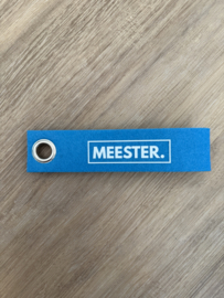 Blauw MEESTER. Vilten Sleutelhanger Klas