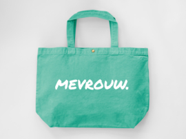 Mint MEVROUW. Canvas shopper (Dubbelzijdig)