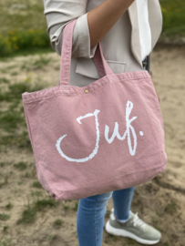 Oudroze JUF. Canvas shopper Krijt (Dubbelzijdig)