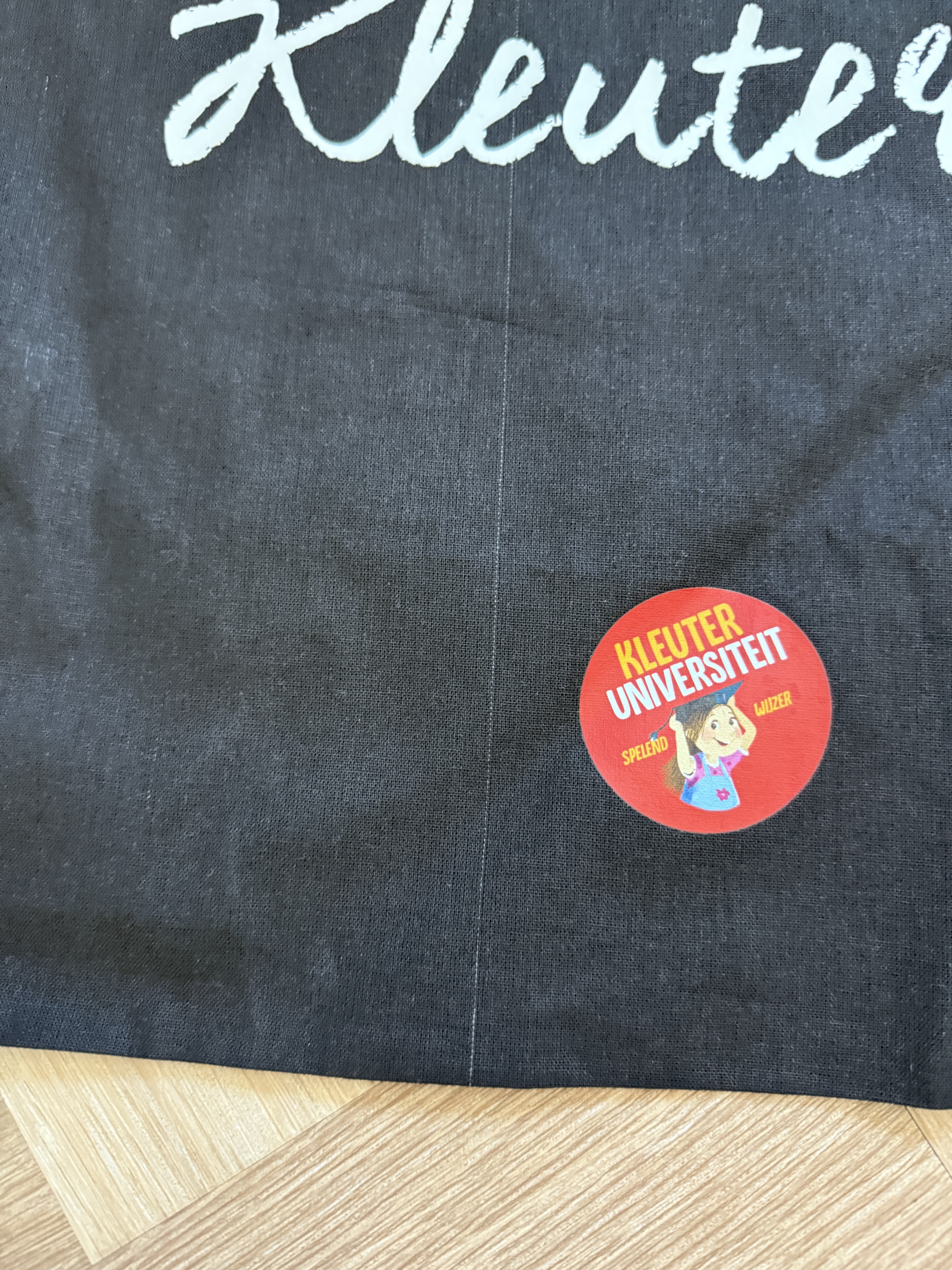 Tweedekansje: Zwart KLEUTERJUF. katoenen tas (Enkelzijdig)
